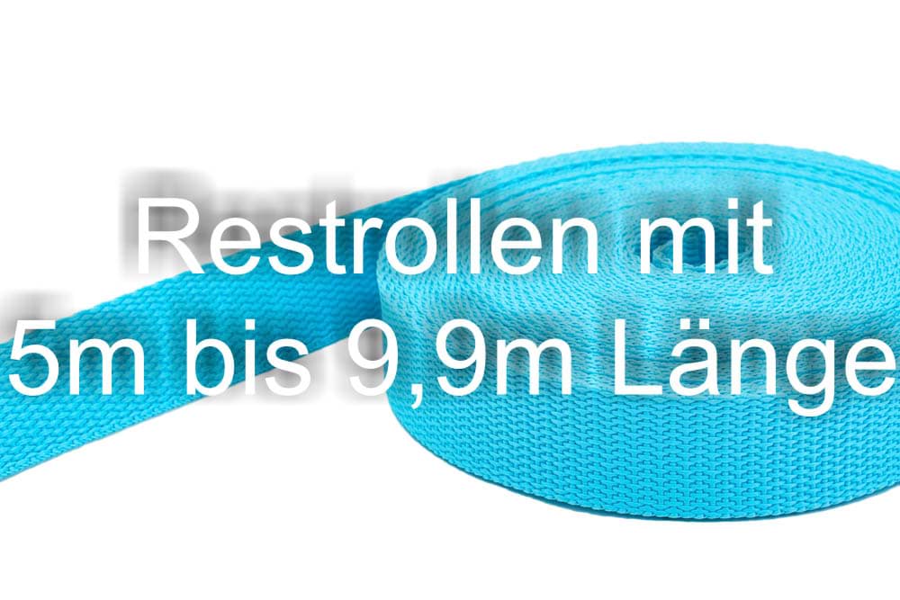 Restpostenbox 50mm breites PP-Gurtband 1,4mm stark, 25m - türkis (UV)