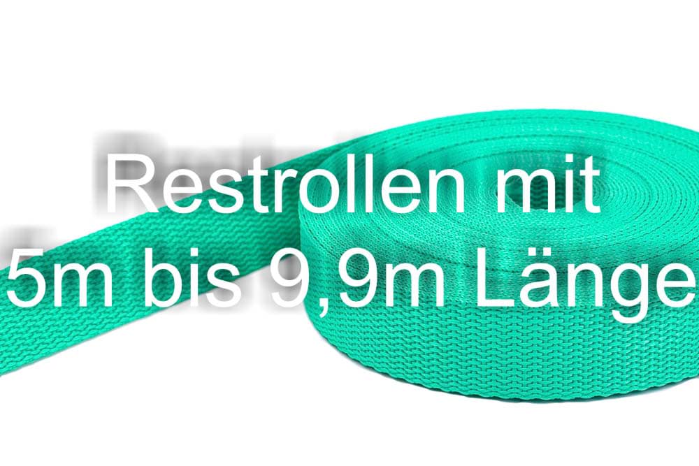 Restpostenbox 40mm breites PP-Gurtband 1,4mm stark, 25m - minze (UV)