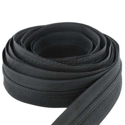5m slide fastener, 8mm rail, color: black