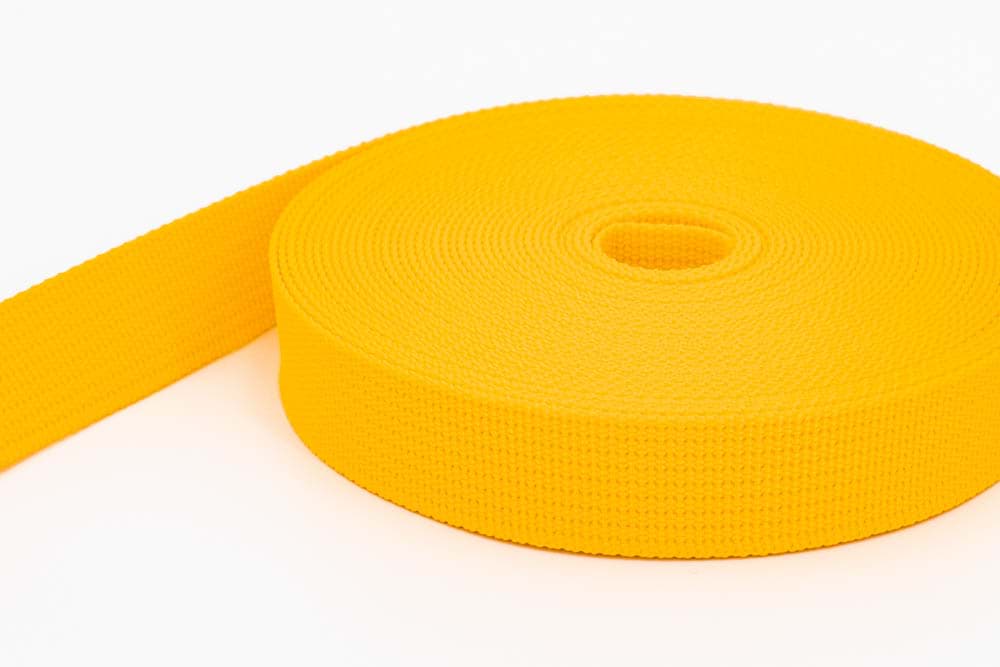 50m PP Gurtband - 20mm breit - 1,8mm stark - gelb (UV)
