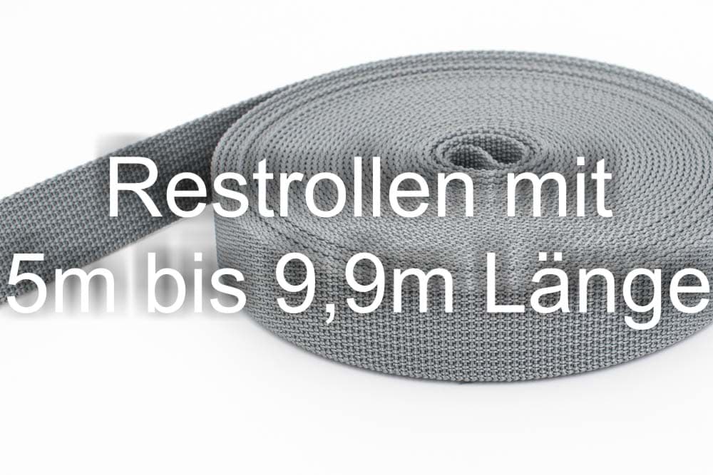 Restpostenbox 30mm breites PP-Gurtband 1,8mm stark, 25m - grau (UV)