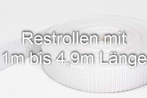 Restpostenbox 50mm breites PP-Gurtband, 1,2mm stark, 25m - weiß (UV)