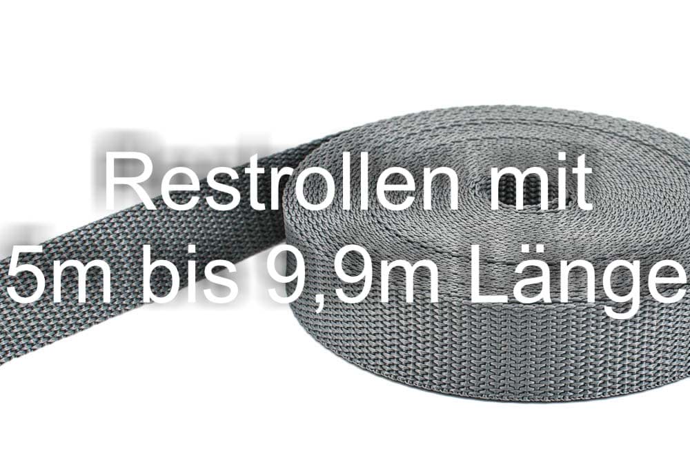Restpostenbox 40mm breites PP-Gurtband 1,4mm stark, 25m - grau (UV)