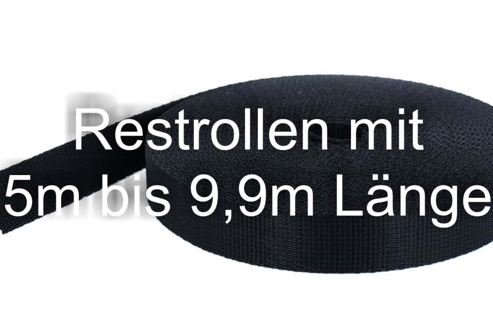 Restpostenbox 30mm breites PP-Gurtband 2mm stark, 25m - schwarz (UV)