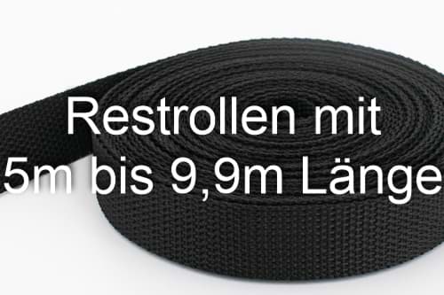 Restpostenbox 40mm breites PP-Gurtband 1,2mm stark, 25m - schwarz (UV)