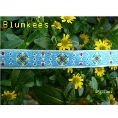 Picture of 1m Webband Design by paulapü - 12mm breit - Blumkees himmelblau