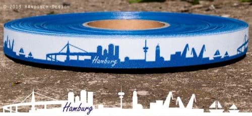 Picture of SKYLINE webbing - 16mm wide - HAMBURG blue/white