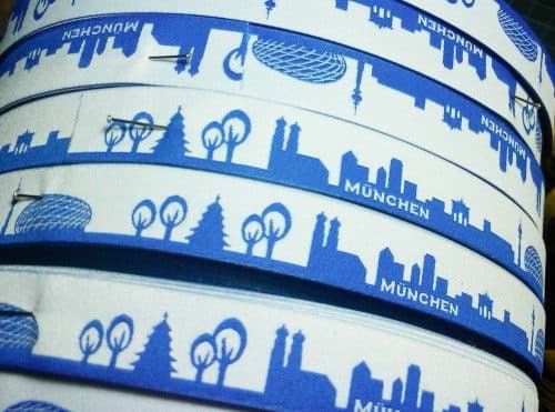 Picture of SKYLINE webbing - 16mm wide - MÜNCHEN blue/white
