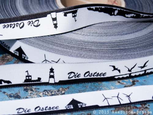 Picture of SKYLINE webbing - 16mm wide - Baltic sea black/white