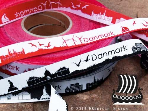Picture of SKYLINE webbing - 16mm wide - DENMARK black/white