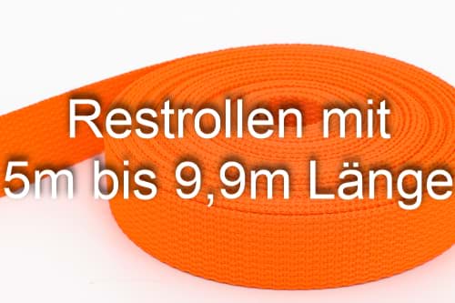 Restpostenbox 25mm breites PP-Gurtband 1,2mm stark, 25m - orange (UV)