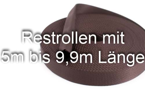 Restrollen 25mm breites Schlauchgurtband, 25m - dunkelbraun (UV)