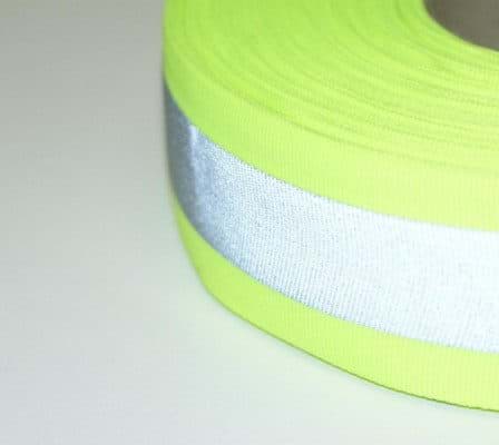Picture of 5m Reflektierendes Band / Reflektorband 50mm breit - neongelb - zum Aufnähen