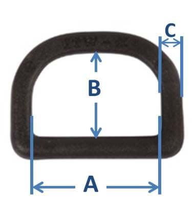 Picture of nylon D-rings for 40mm wide webbing - 50 pieces
