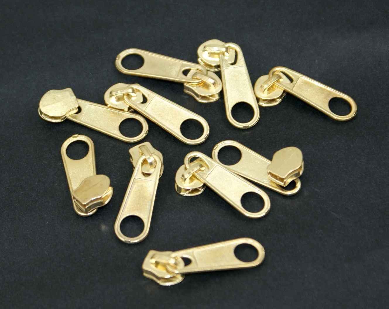 Picture of Zipper für 3mm Reißverschlüsse, Farbe: Goldfarben - 10 Stück