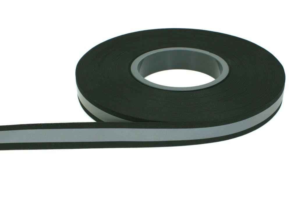 Picture of 50m reflective ribbon - 20mm wide - fine structure- black - for sewing on