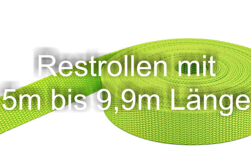 Restpostenbox 15mm breites PP-Gurtband 1,4mm, 25m - limone (UV)