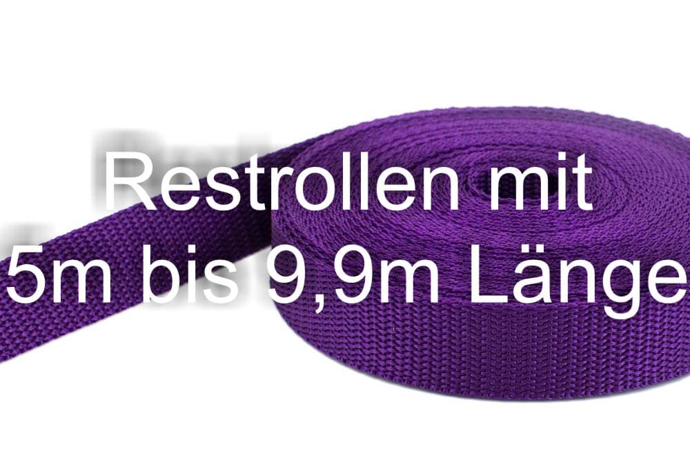 Restpostenbox 15mm breites PP-Gurtband 1,4mm, 25m - lila (UV)