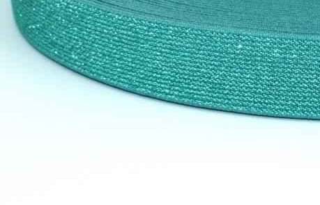 Picture of elastic webbing with glitter - colour: antique green - 25mm wide - 3m length