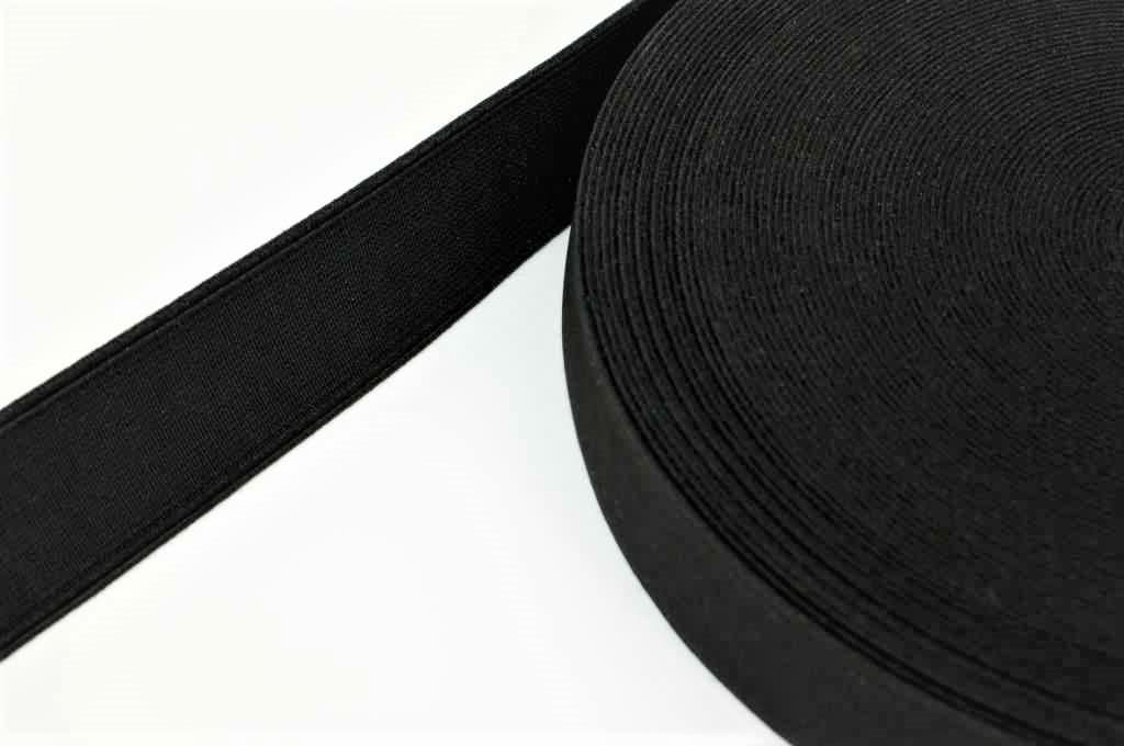 Picture of 50mm wide elastic webbing / elastic webbing for shoes - 1,3mm thick - 25m roll - colour: black