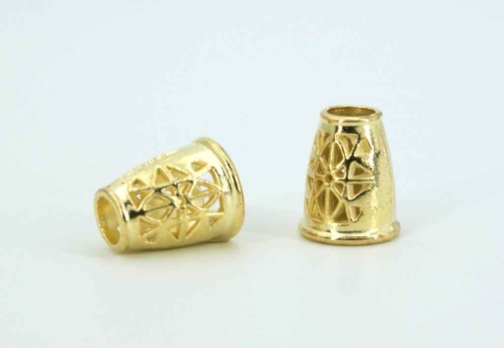 cord ends made of metal - for cords up to 5mm thickness - decorated (golden) - 10 pieces