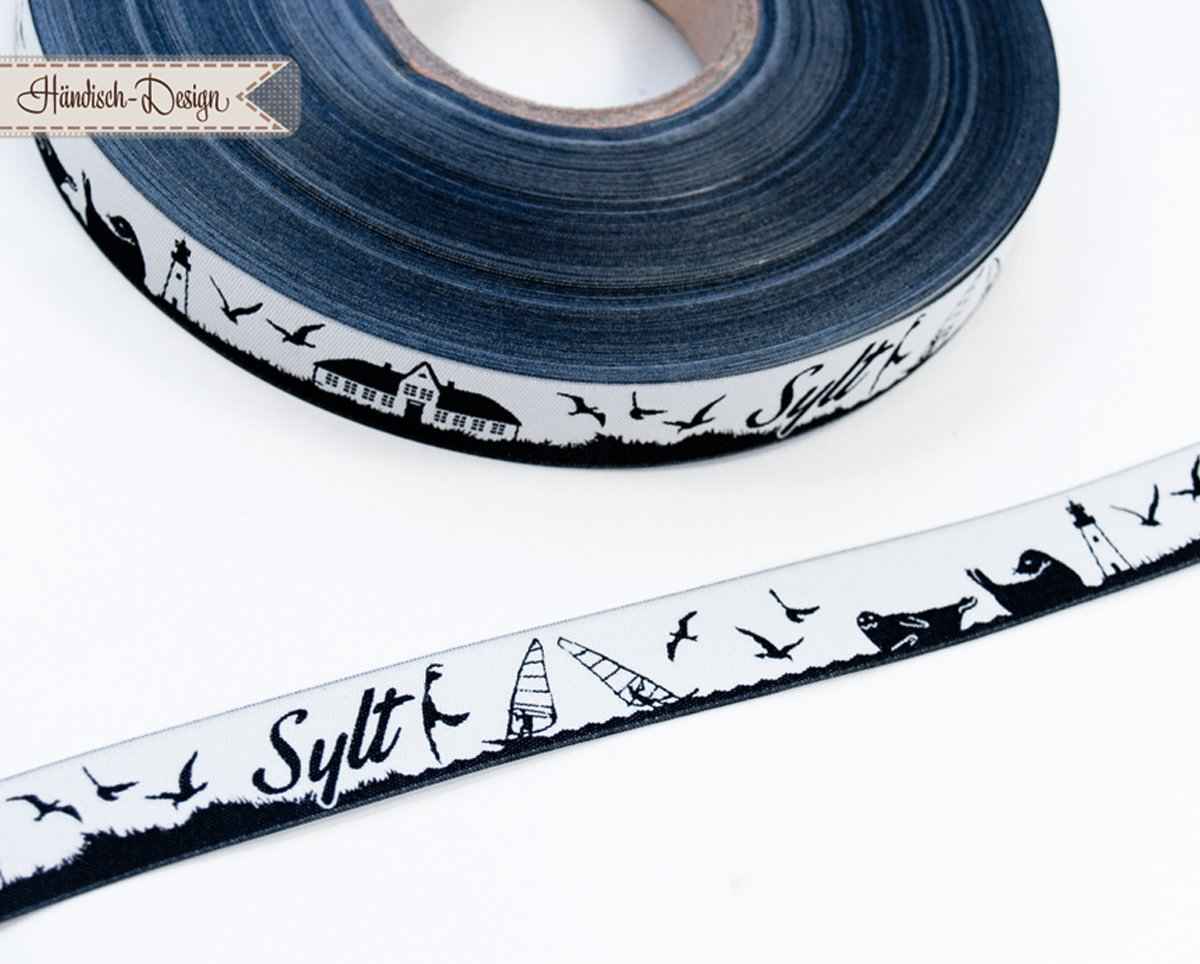 1m SKYLINE webbing - 16mm wide - Sylt black/white