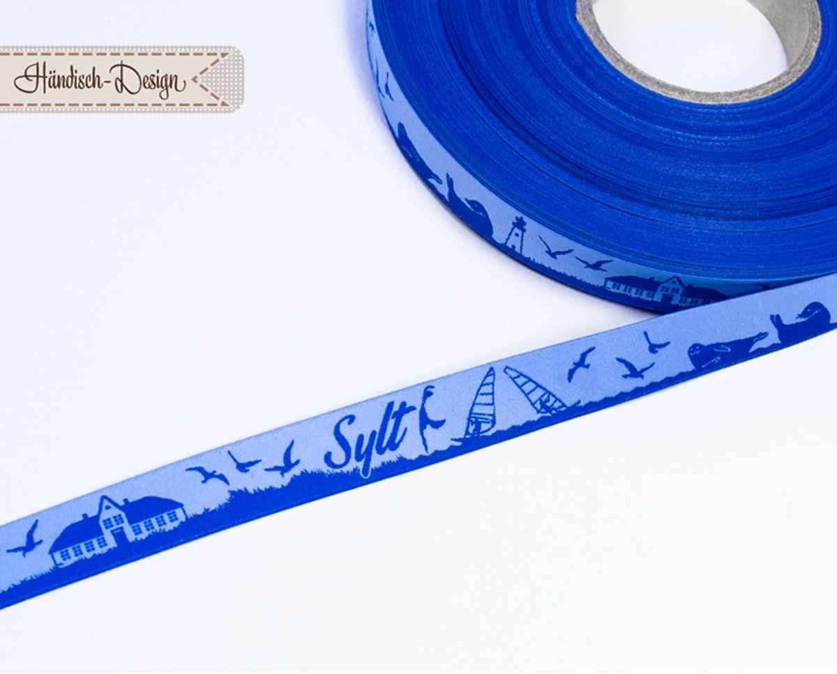 1m SKYLINE webbing - 16mm wide - Sylt blue/light blue