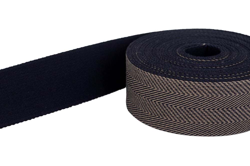 1m belt strap / bags webbing - fish bones night blue 254 - 40mm wide