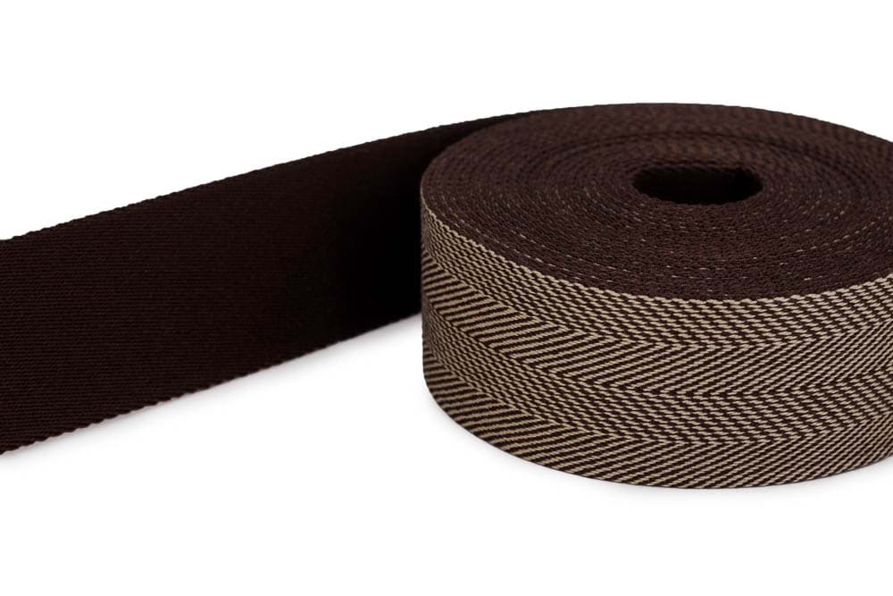 1m belt strap / bags webbing - fish bones brown 255 - 40mm wide