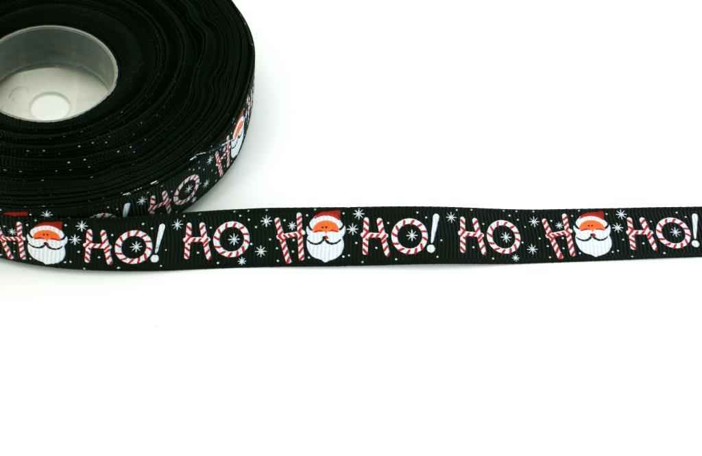 27m Bedrucktes Band aus Polyester, 15mm breit - Weihnachten Ho Ho Ho