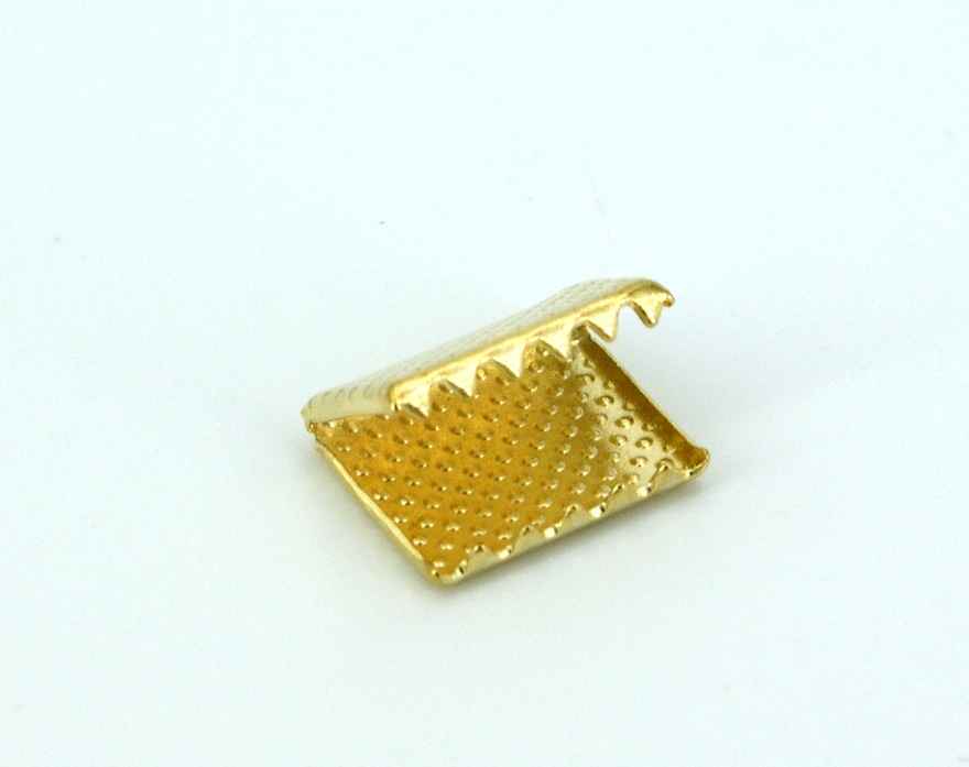 Picture of webbing ends for flat cord / webbing - 15mm wide - golden - 10 pieces