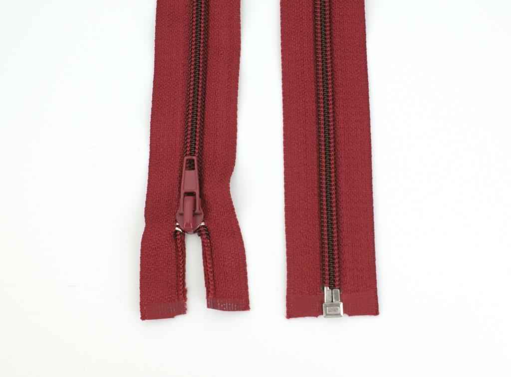 zipper separable - 25cm long - colour: whine red - 1 piece