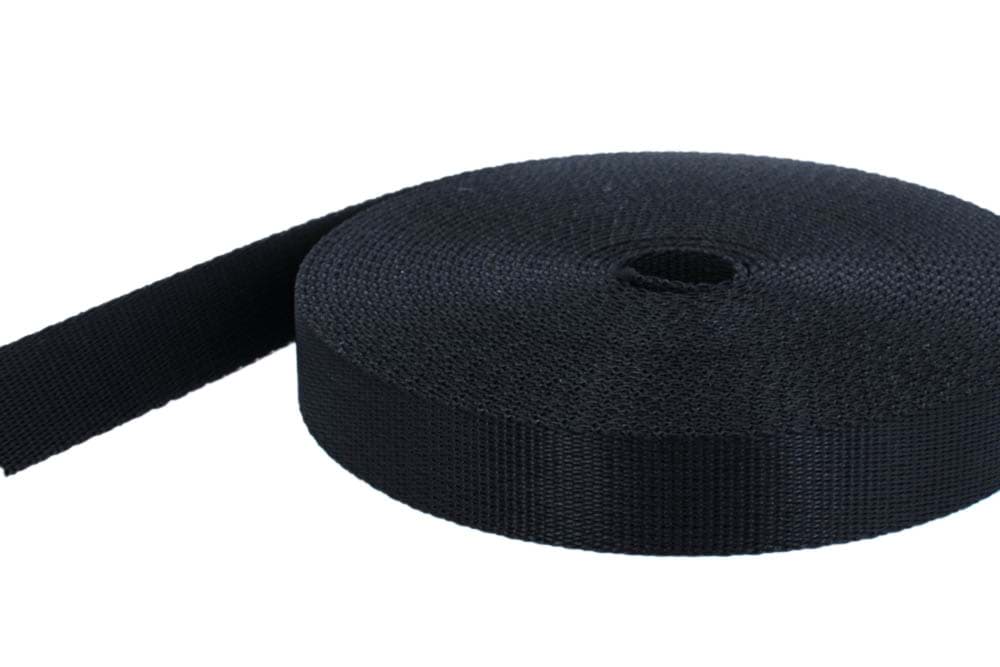 10m PP webbing - 40mm wide - 2mm thick - black (UV)