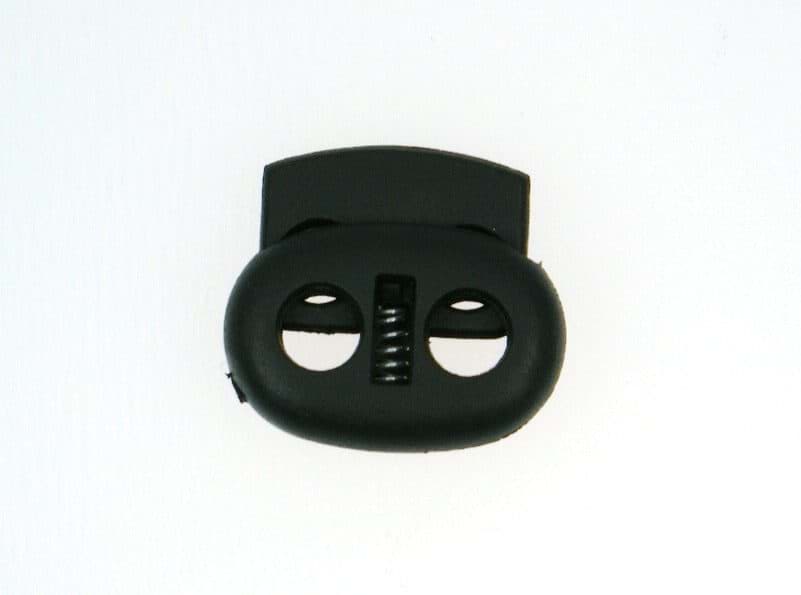cord stopper - 2 holes - colour: black - up to 5mm - 23mm wide - 100 pieces
