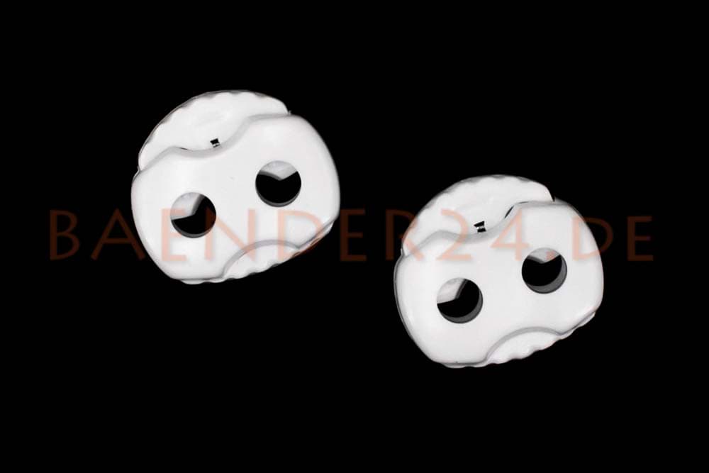 Kordelstopper - 2-Loch - bis 4mm - weiß - 22mm breit - 10 Stück