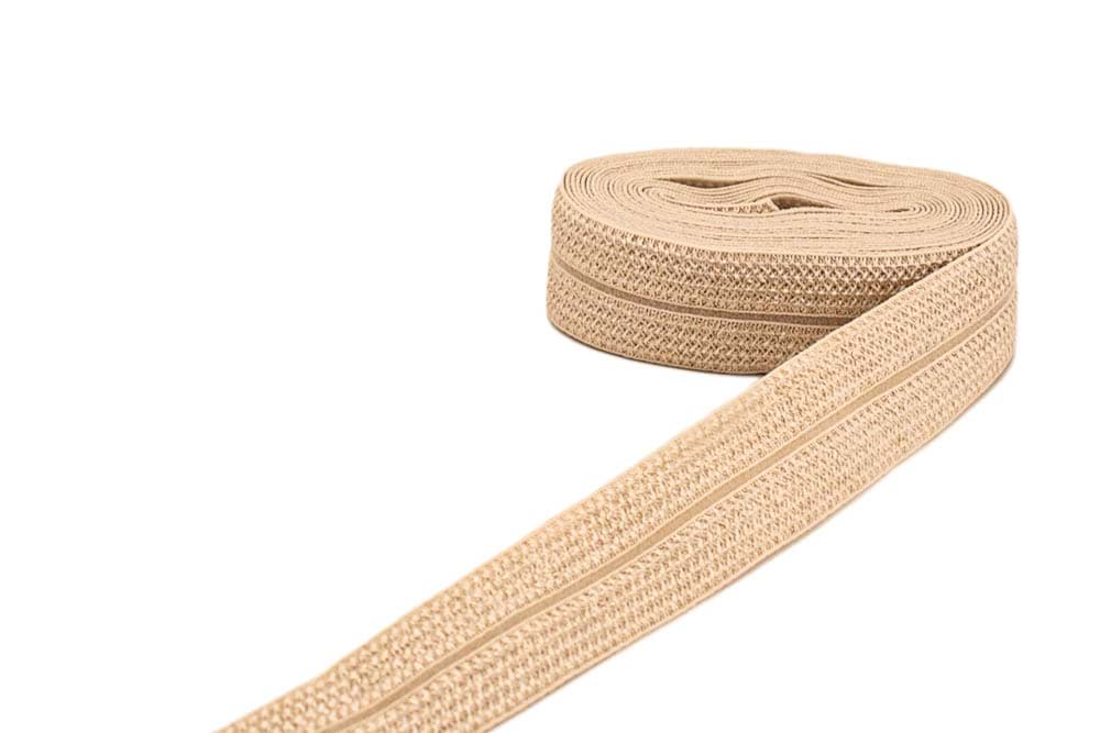 3m Elastisches Schrägband - Polyamid - 20mm breit - beige