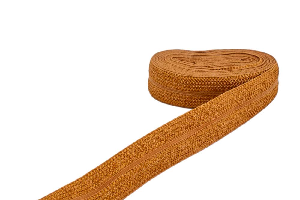 3m Elastisches Schrägband - Polyamid - 20mm breit - goldbraun