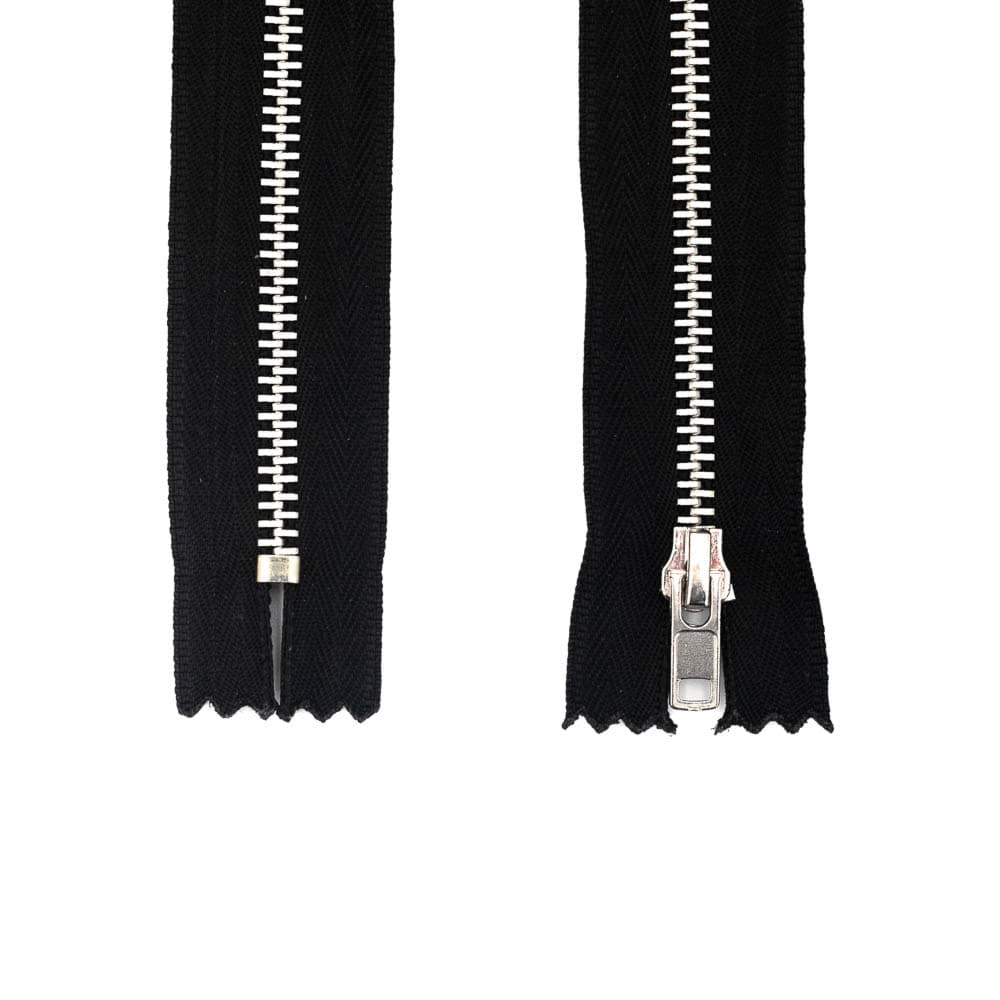 16cm Reißverschluss - 4mm Metallschiene - Farbe: schwarz/silber - 10 Stück