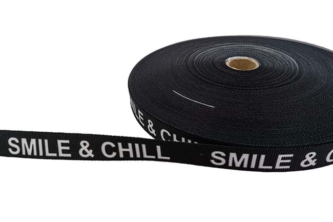 1m bedrucktes Band - 16mm breit - smile & chill