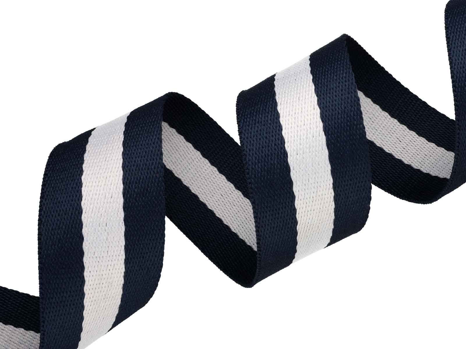 Picture of 5m Gurtband aus Polycotton - 38mm breit - 1,2mm dick - Marineblau / Weiß