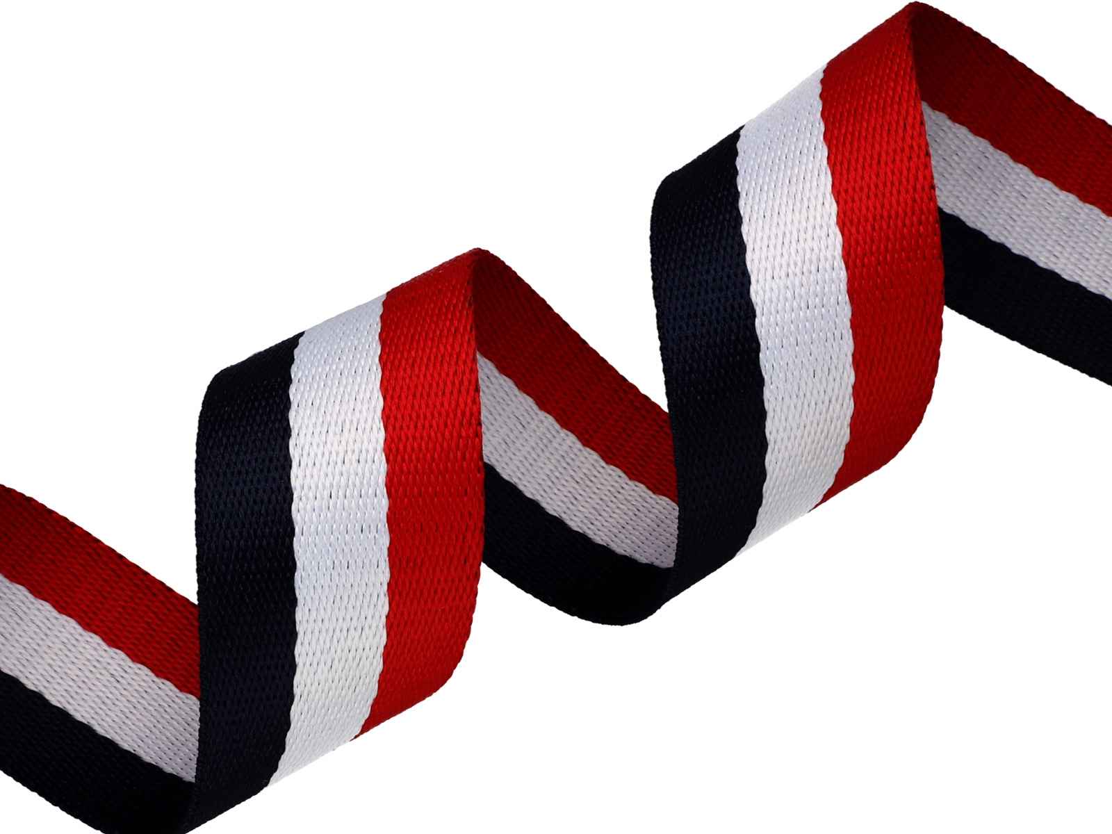 Picture of 5m Gurtband aus Polycotton - 38mm breit - 1,2mm dick - Marineblau/ Weiß/ Rot