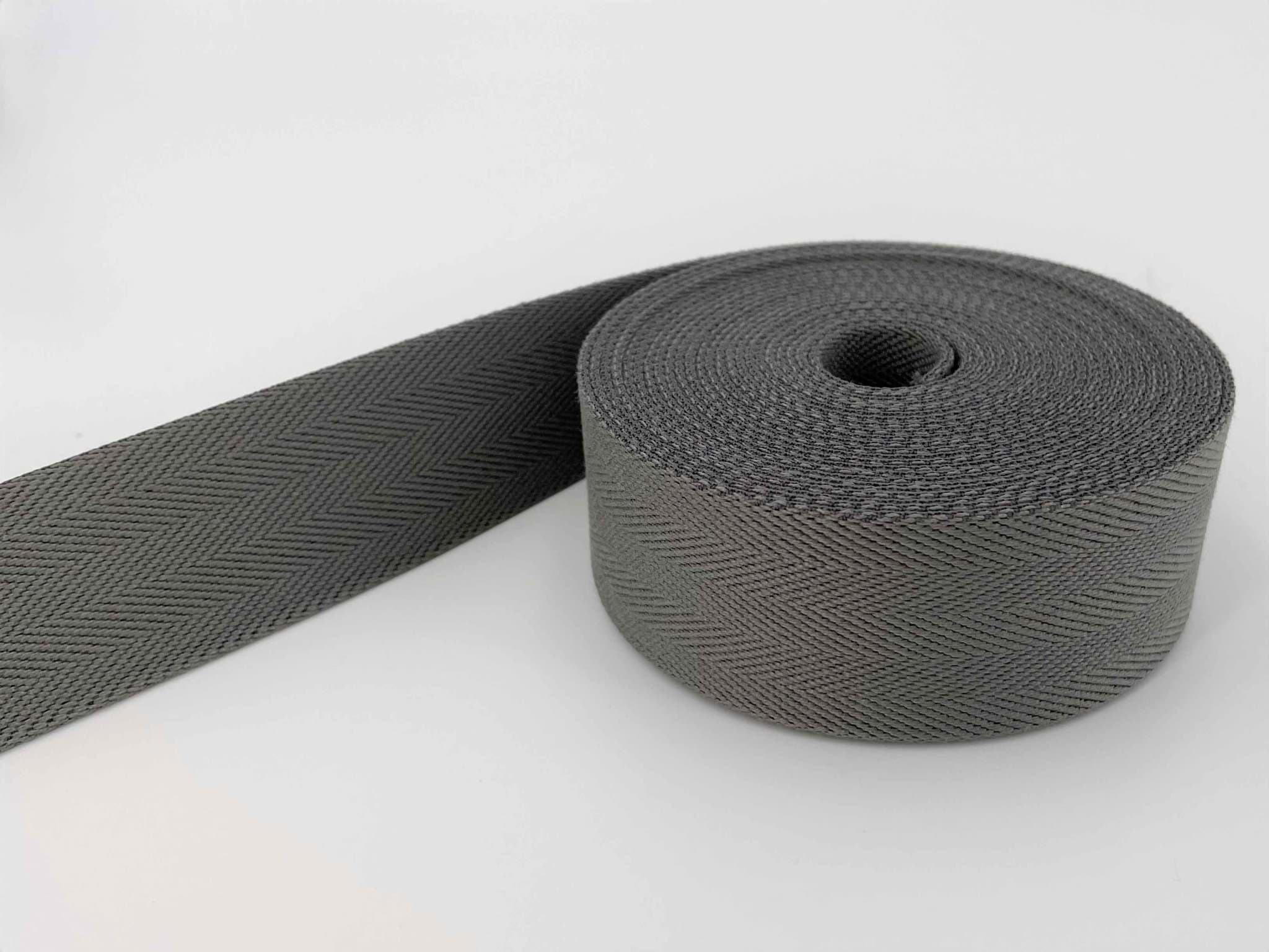 1m Gürtelband / Taschenband - 40mm breit - Fischgrät grau uni 204