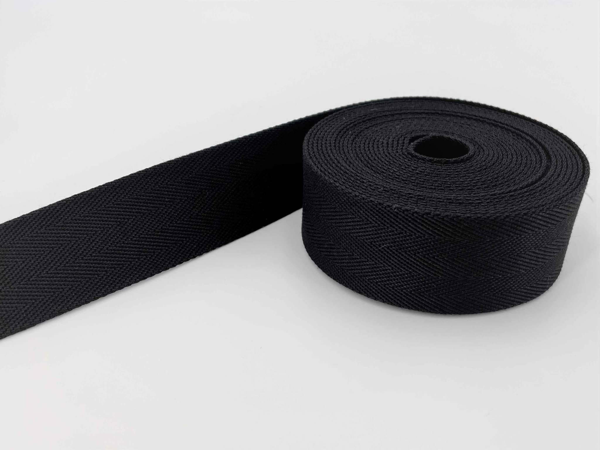 1m Gürtelband / Taschenband - 40mm breit - Fischgrät schwarz uni 1
