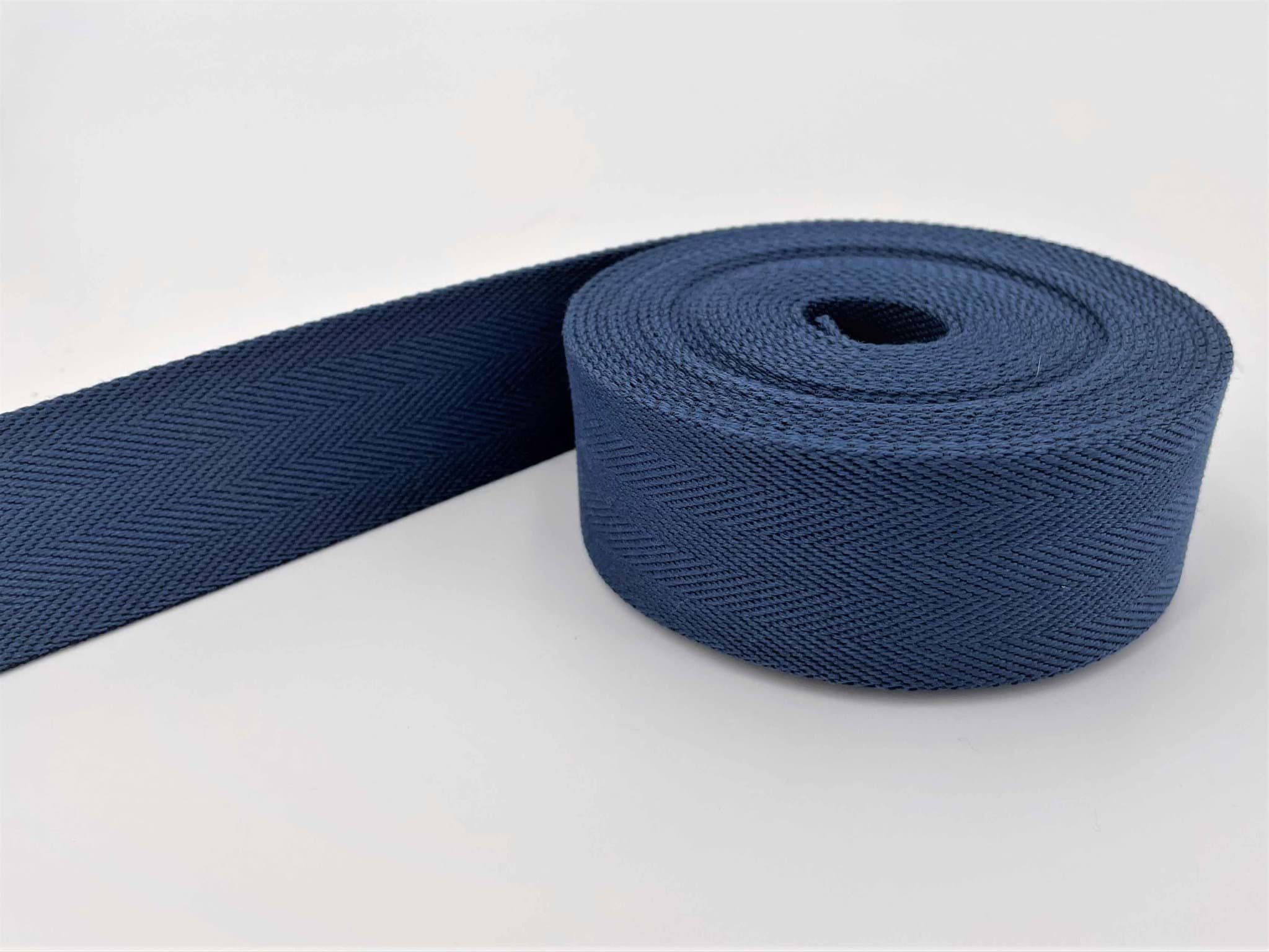 1m Gürtelband / Taschenband - 40mm breit - Fischgrät dunkelblau uni 182