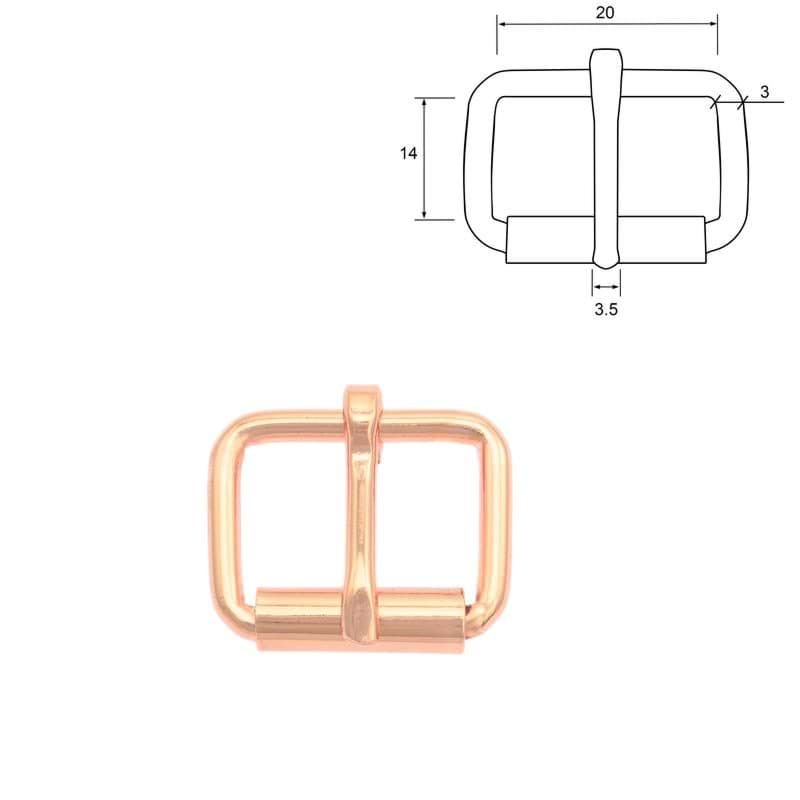 Picture of Rollschnalle aus Stahl - Rosegold - 20mm x 14mm - 10 Stück