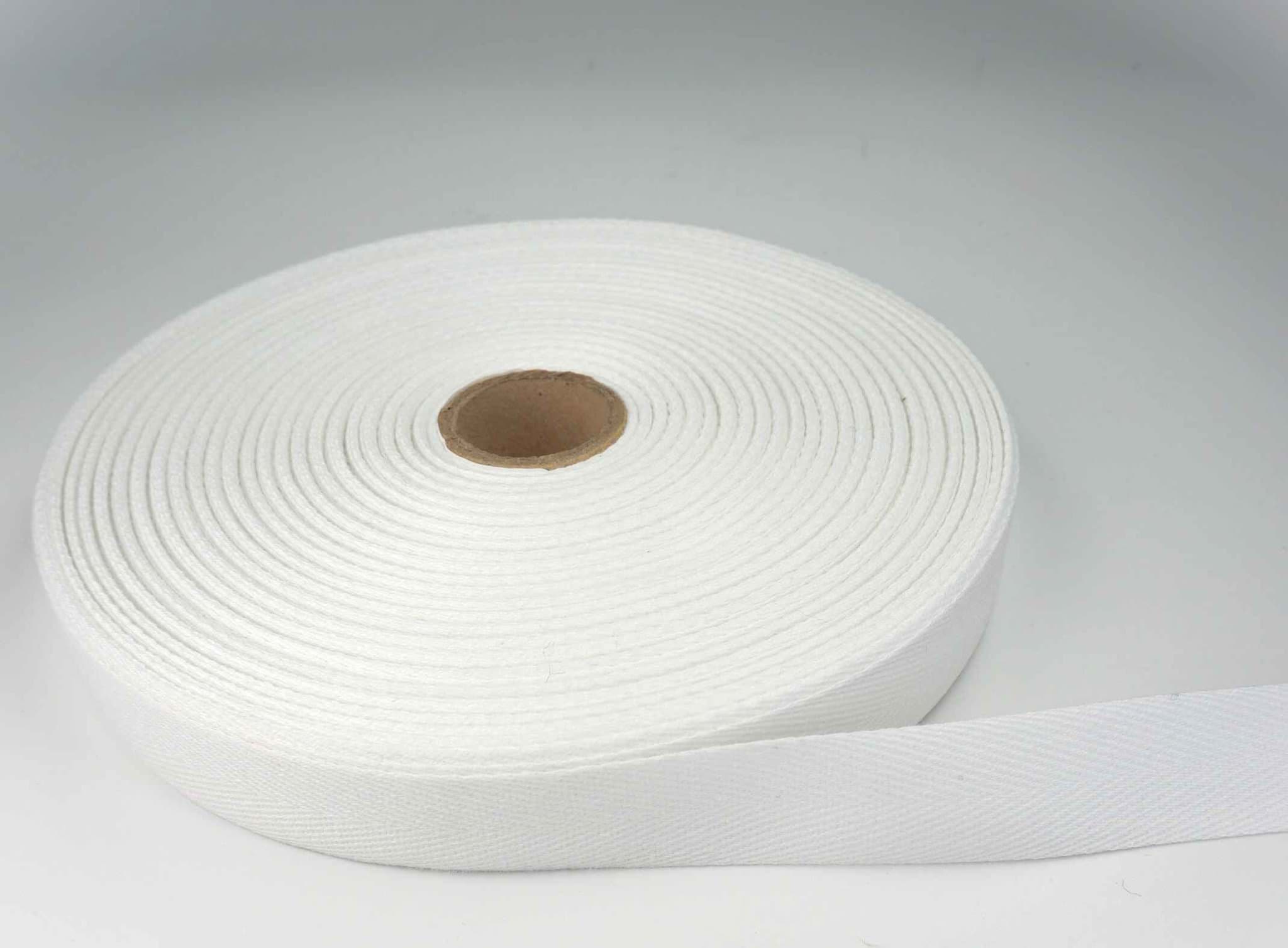 50m Rolle Köperband aus Baumwolle - 20mm breit - weiß