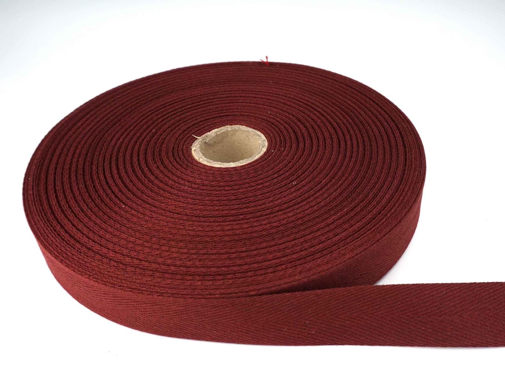 50m Rolle Köperband aus Baumwolle - 20mm breit - weinrot