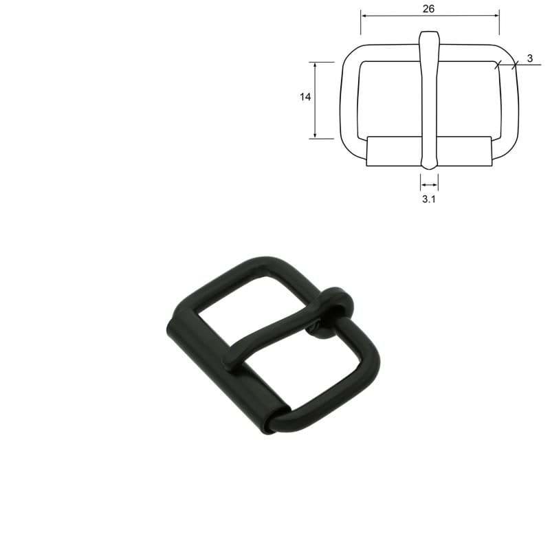 Rollschnalle - Schwarz - 26mm Durchlass - 10 Stück
