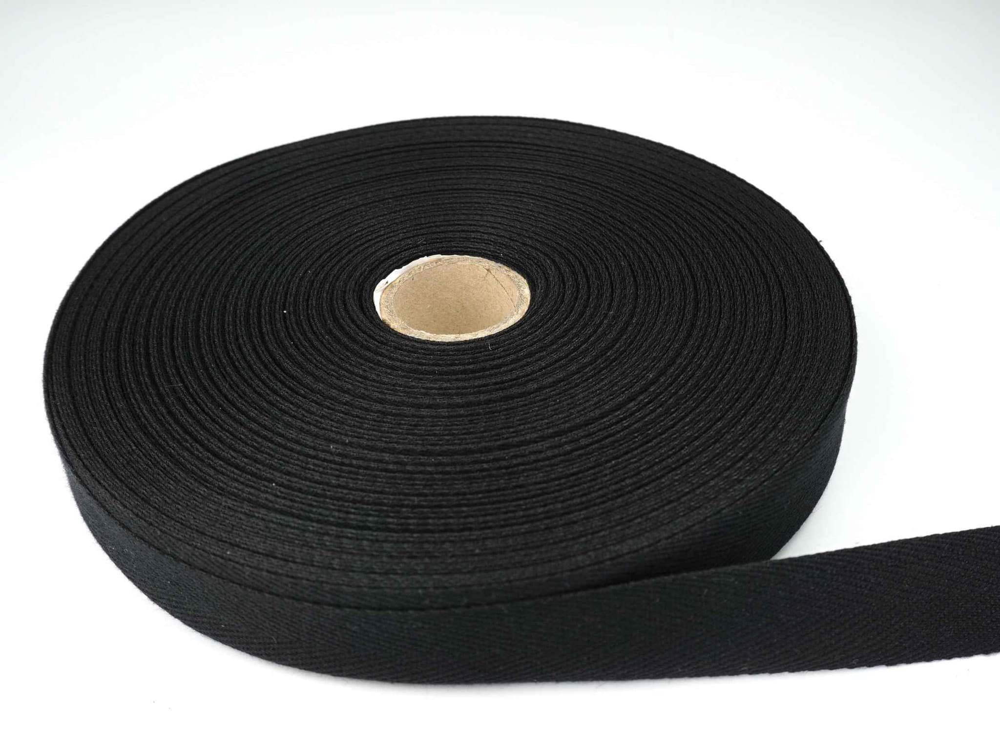 50m Rolle Köperband aus Baumwolle - 25mm breit - schwarz