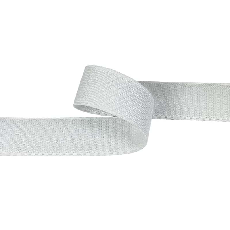 Elastisches Flauschband - 26mm breit - Weiß - 18m Rolle